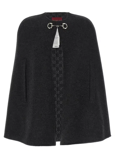 Gucci 'morsetto' Cape In Gray