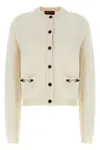 Gucci Women Wool And Cashmere Cardigan With Metal Horsebit In White