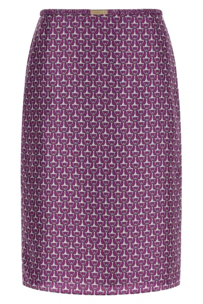 Gucci Morsetto Motif Skirt Elastic Waistband In Purple