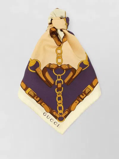 Gucci Morsetto Silk Square Chain Print Scarf In Multi
