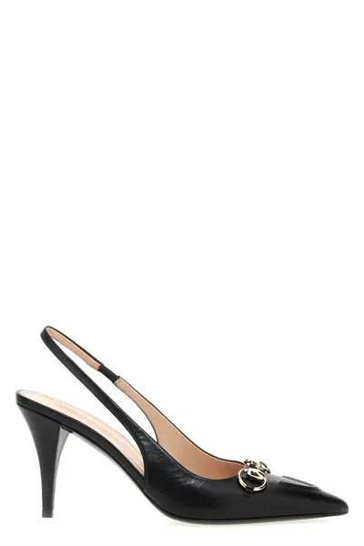 Gucci 'morsetto' Slingback In Black