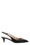 Gucci Black Slingback Pumps With Elastic Strap In Black
