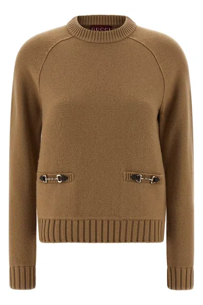 Gucci 'morsetto' Sweater In Brown