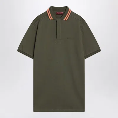 Gucci Moss Green Polo In Cotton Blend Men
