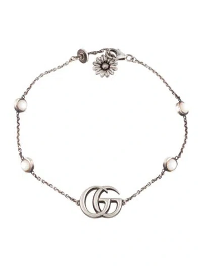 Pre-owned Gucci Mother Of Pearl Gg Marmont Bracelet, 7" In Multicolor