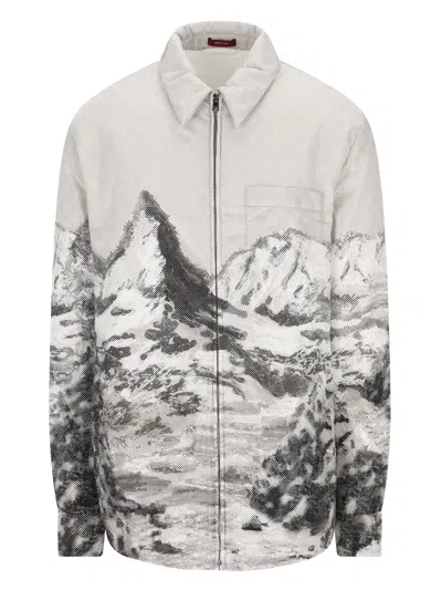 Gucci Mountain-print Zip-up Jacket In White