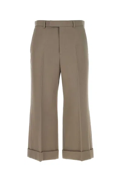 GUCCI GUCCI MUD WOOL CROPPED CUT PANT