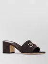 Gucci Mules Block Heel Metallic Hardware Open Toe In Multi