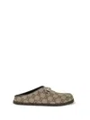Gucci Gg Monogram Horsebit Flat Mules In Brown
