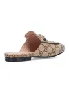 Gucci Embellished Round Toe Mules In Sand