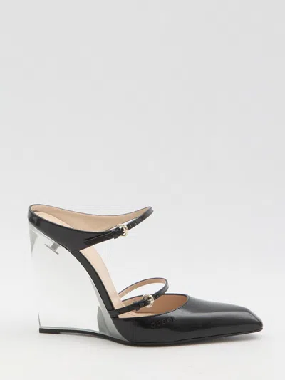 Gucci Mules With Transparent Wedge Heel