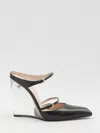 GUCCI MULES WITH TRANSPARENT WEDGE HEEL