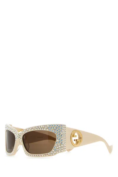 Gucci Embellished Acetate Sunglasses In White