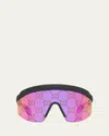 Gucci Eyewear Shield Frame Sunglasses In Black