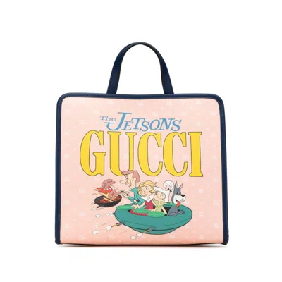 Pre-owned Gucci Multi-color Navy Pink Pvc Leather Handbag Tote Bag ()