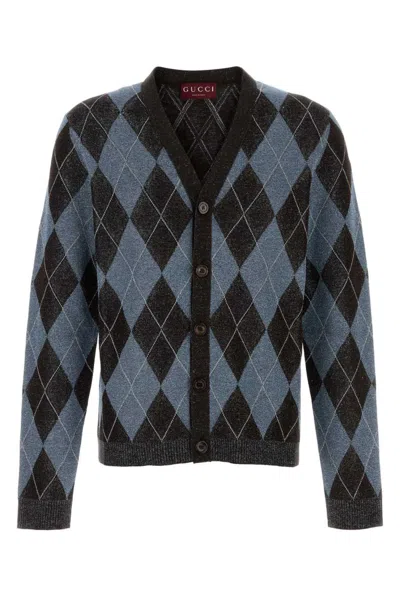 GUCCI MULTI COLOR V-NECK EMBROIDERED CARDIGAN