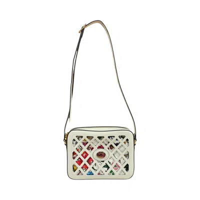 Pre-owned Gucci Multi-color White Leather Canvas Shoulder Bag ()