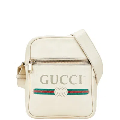 Pre-owned Gucci Multi-color White Leather Messenger Bag Shoulder Bag ()