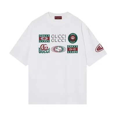 Pre-owned Gucci Multi Logo T-shirt 'white'