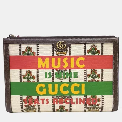 Pre-owned Gucci Multiclore Canvas 100th Anniversary Clutch Bag In Brown