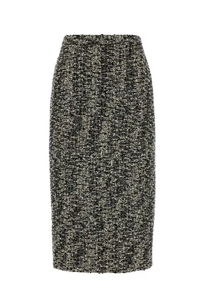 Gucci Multicolor Polyamide Midi Skirt In Gray