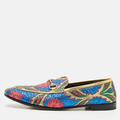 Pre-owned Gucci Multicolor Brocade Fabric Jordaan Loafers Size 38.5
