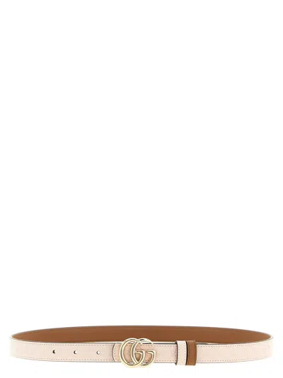 Gucci Gg Marmont Reversible Smooth Leather Belt In Orange