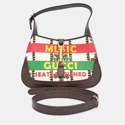 Pre-owned Gucci Multicolor Canvas And Leather Jackie 1961 Small Hobo Bag