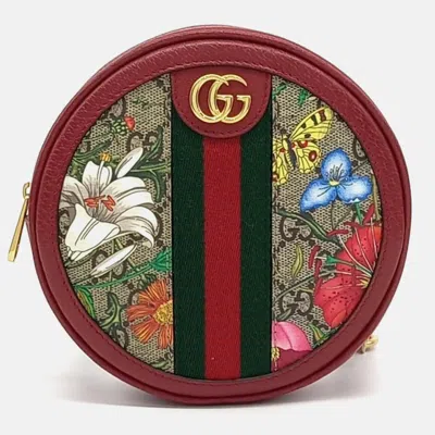 Pre-owned Gucci Multicolor Canvas And Leather Ophidia Gg Round Mini Backpack