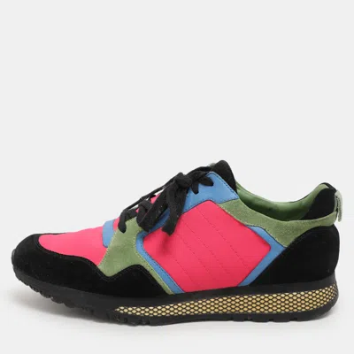 Pre-owned Gucci Multicolor Canvas And Suede Low Top Sneakers Size 41