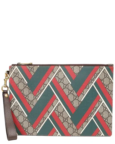 Gucci Multicolor Canvas Chevron Pattern Clutch