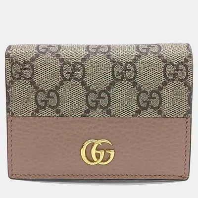 Pre-owned Gucci Multicolor Coated Canvas And Leather Marmont Card Holder
