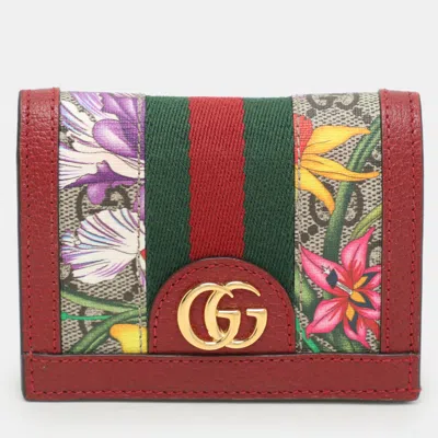 Pre-owned Gucci Multicolor Coated Canvas And Leather Ophidia Card Case