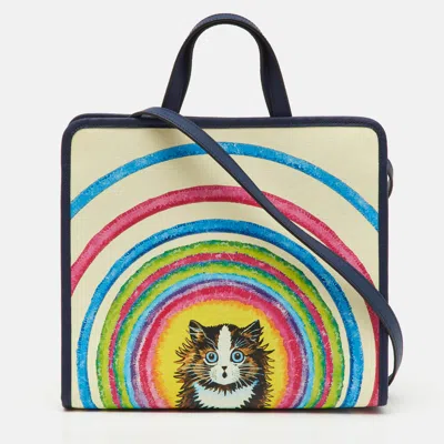 Pre-owned Gucci Multicolor Coated Canvas Louis Wain Cat Rainbow Children's Cat Tote