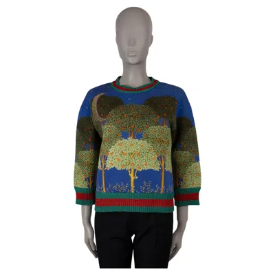 Pre-owned Gucci Multicolor Cotton 2016 Crystal Embellished Night Garden Sweater S In Black