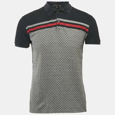 Pre-owned Gucci Multicolor Cotton Collar Web Trim Detail Polo Shirt M