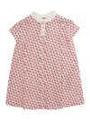 Gucci Multicolor Dress With Peter Pan Collar And All-over Micro Horsebit Print In Cotton Baby In Red