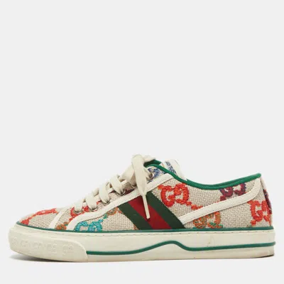 Pre-owned Gucci Multicolor Embroidered Gg Canvas Tennis 1977 Trainers Size 35.5