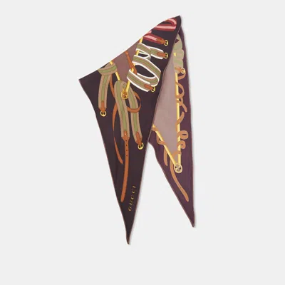 Pre-owned Gucci Multicolor Equestrian Print Silk Siden Scarf