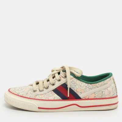 Pre-owned Gucci Multicolor Floral Print Canvas Tennis 1977 Low Top Sneakers Size 37