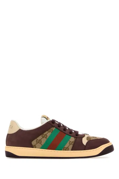 GUCCI GUCCI MULTICOLOR GG AND LEATHER SNEAKERS