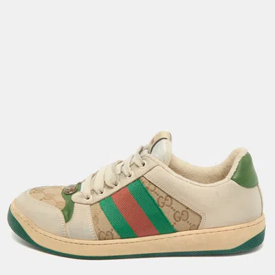 Pre-owned Gucci Multicolor Gg Canvas And Nubuck Leather Screener Sneakers Size 41.5