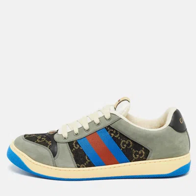 Pre-owned Gucci Multicolor Gg Canvas And Nubuck Leather Screener Sneakers Size 44.5