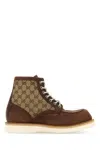 Gucci High-top Round Toe Bootie With Contrast Sole In Brown