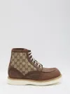 Gucci High-top Round Toe Bootie With Contrast Sole In Brown