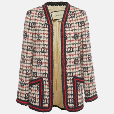 Pre-owned Gucci Multicolor Gg Jacquard Open Front Jacket S