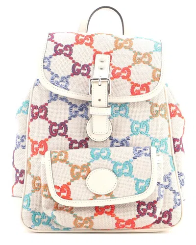 Pre-owned Gucci Multicolor Gg Linen Children's Pocket Flap Backpack (authentic Pre-  Loved)