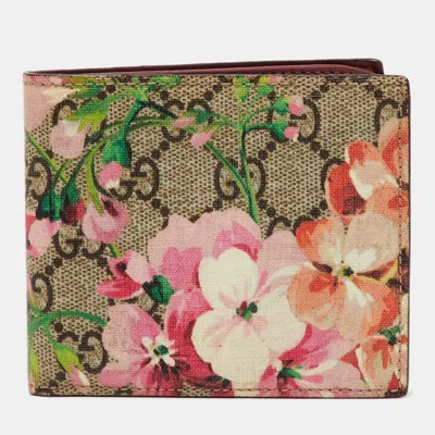 Pre-owned Gucci Multicolor Gg Supreme Blooms Canvas Bifold Wallet