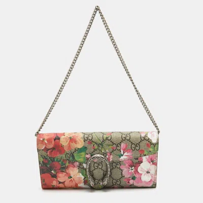 Pre-owned Gucci Multicolor Gg Supreme Blooms Canvas Dionysus Wallet On Chain