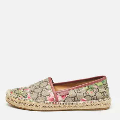 Pre-owned Gucci Multicolor Gg Supreme Blooms Canvas Espadrille Flats Size 38